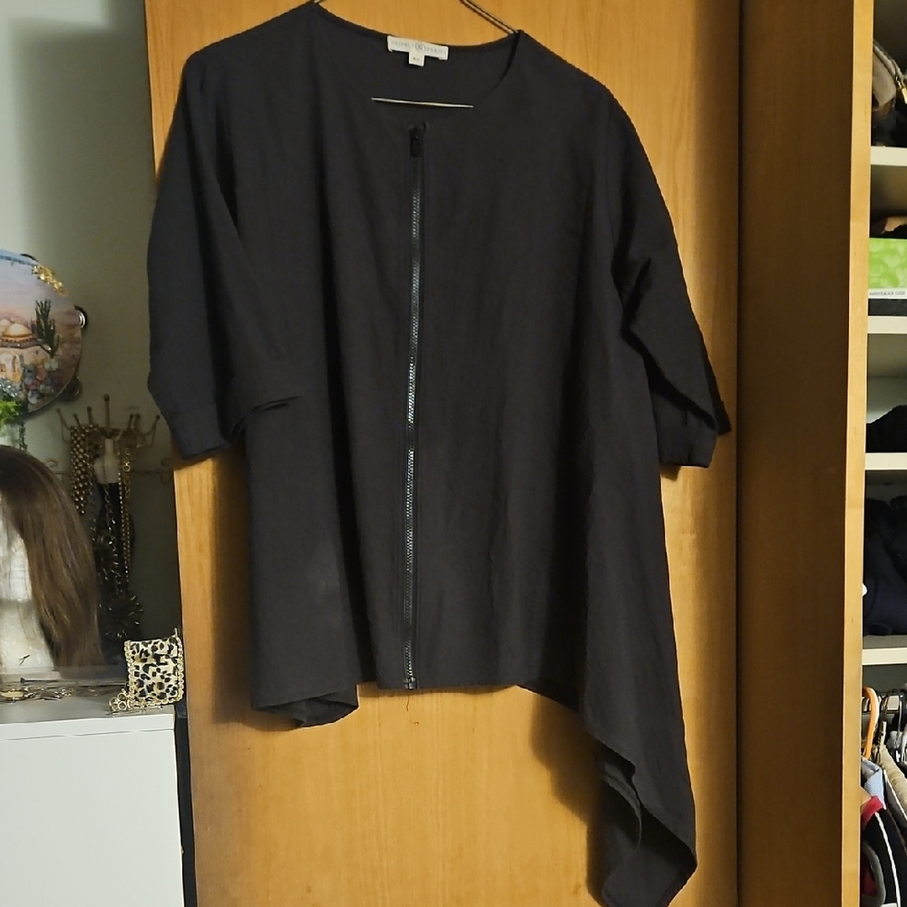 Charcoal Grey Asymmetrical Zip-Up Top